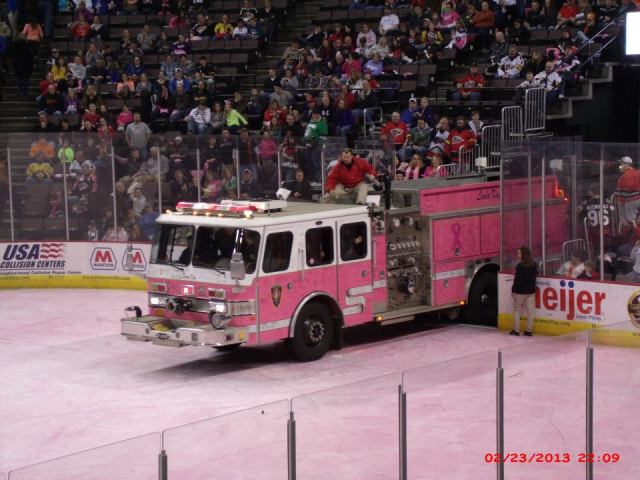 Deerfield Township's Pink Truck hits the ice.